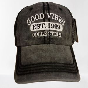 GOOD VIBES Vintage Baseball Cap Distressed Washed, Unisex Baseball Hats
